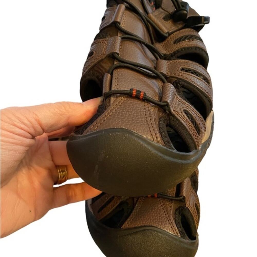 Eddie Bauer Troy Sandals Men’s Size 9 Toe Bump Bungee Brown Cinch Hiking Walking - Picture 7 of 10